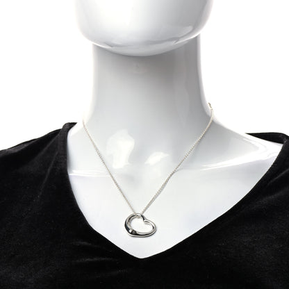 Tiffany Sterling Silver 27mm Elsa Peretti Open Heart Pendant Necklace 2 of 8