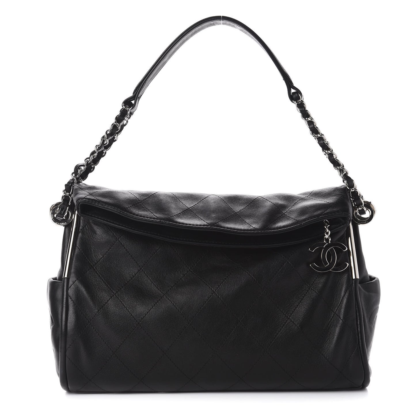 Lambskin Stitched Medium Ultimate Soft Tote Black