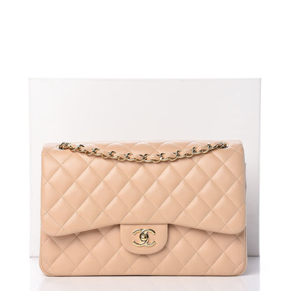Chanel Lambskin Quilted Jumbo Double Flap Beige Clair 9 of 11