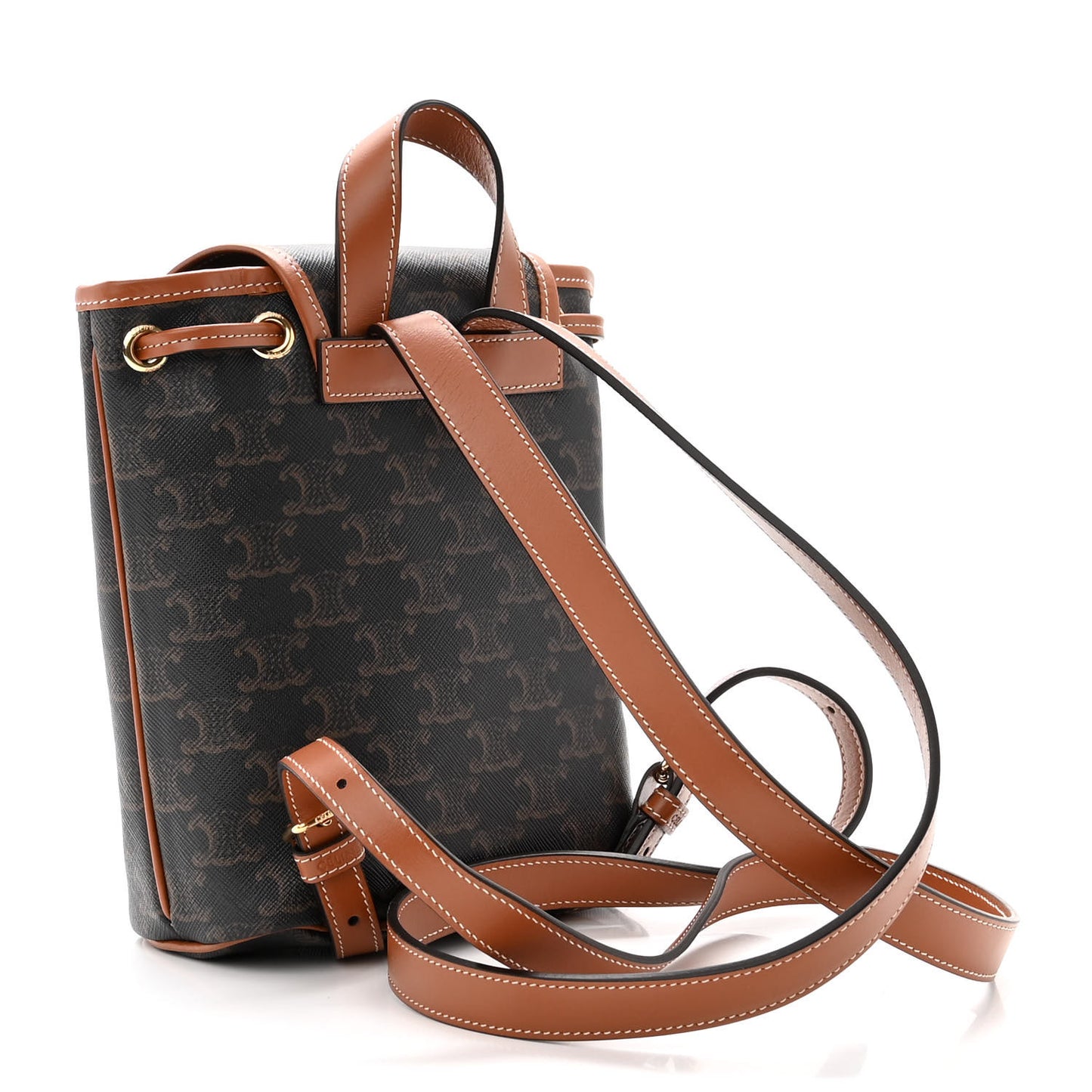 Triomphe Canvas Calfskin Mini Folco Backpack Tan