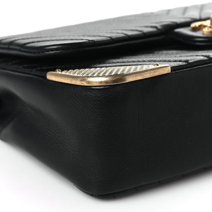 Chanel Calfskin Chevron Quilted Rock The Corner Flap Black 8 of 9