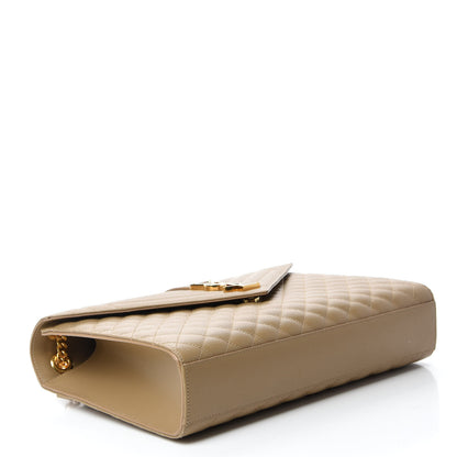 Saint Laurent Grain De Poudre Mixed Matelasse Large Triquilt Monogram Satchel Dark Beige 5 of 12