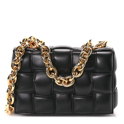 Bottega Veneta Lambskin Maxi Intreccio Padded Chain Cassette Crossbody Bag Black 1 of 10