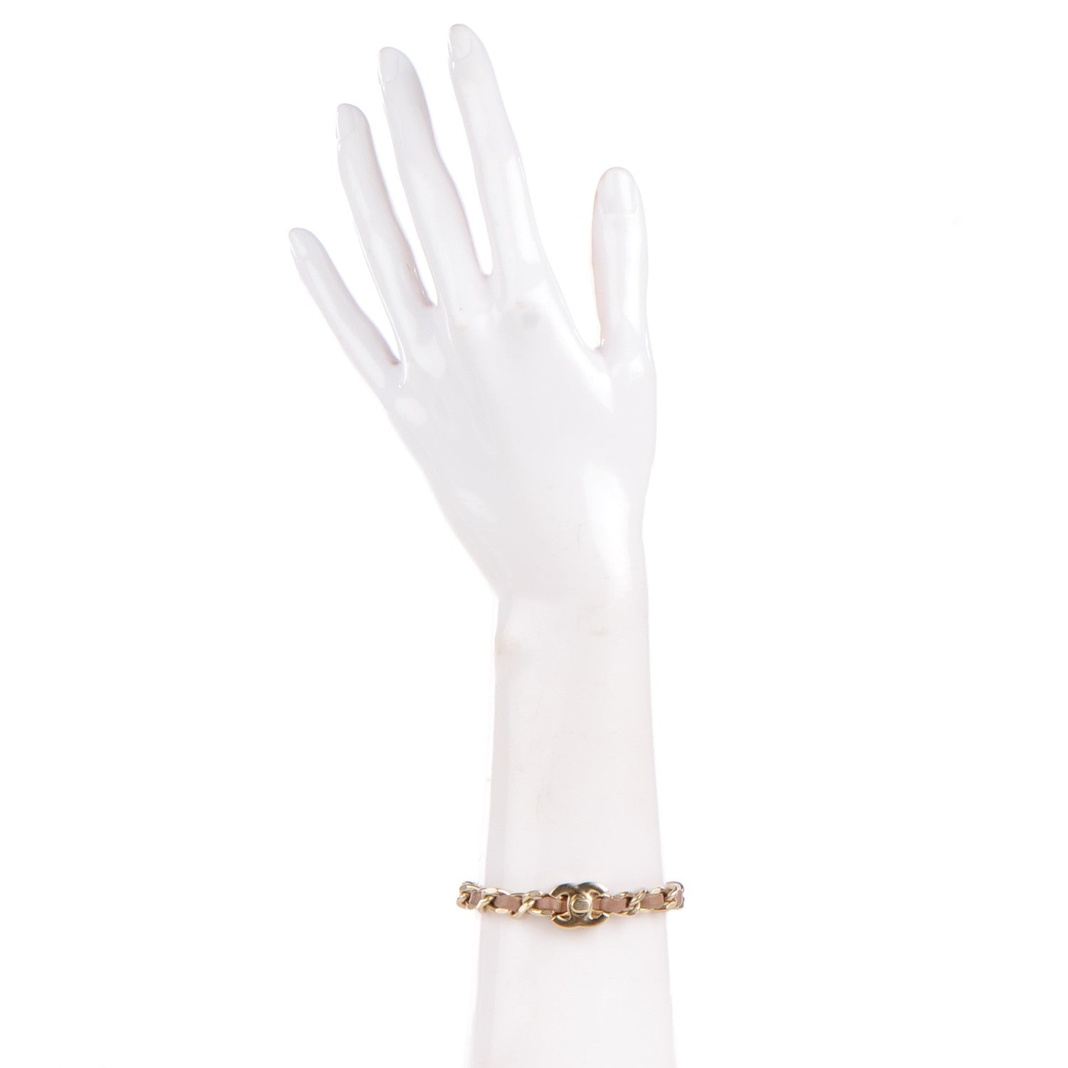 Chanel Lambskin CC Turnlock Chain Bracelet Gold Taupe 2 of 5