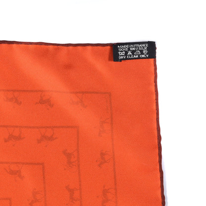 Hermes Silk Saut Galop Canter Back Pocket Square Orange 2 of 3