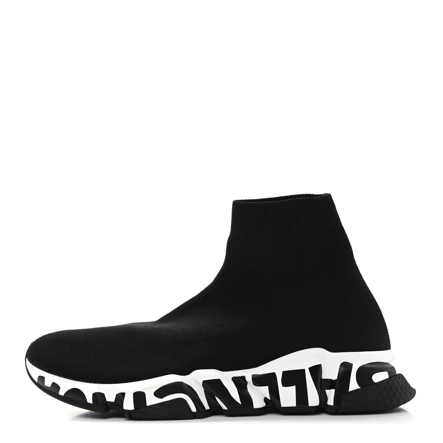 Balenciaga Neoprene Knit Womens Speed Graffiti Sneakers 43 Black White 1 of 9