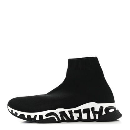 Balenciaga Neoprene Knit Womens Speed Graffiti Sneakers 43 Black White 1 of 9