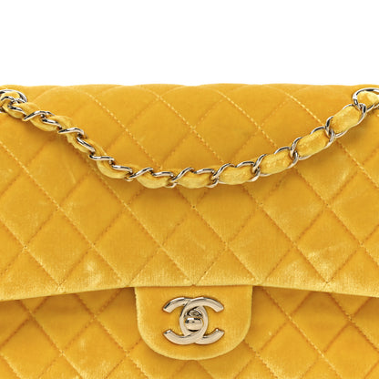 Chanel Velvet Quilted Medium Double Flap Yellow 8 of 10