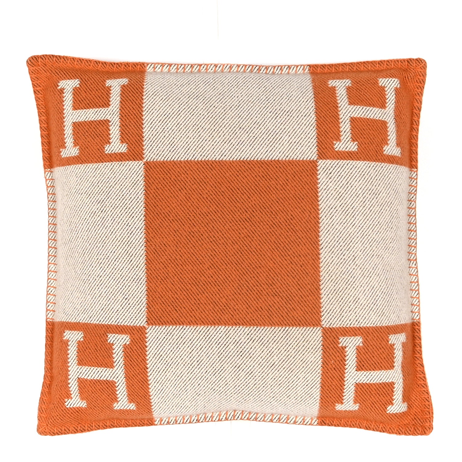 Hermes Wool Cashmere Avalon Pillow PM Ecru Potiron 1 of 3