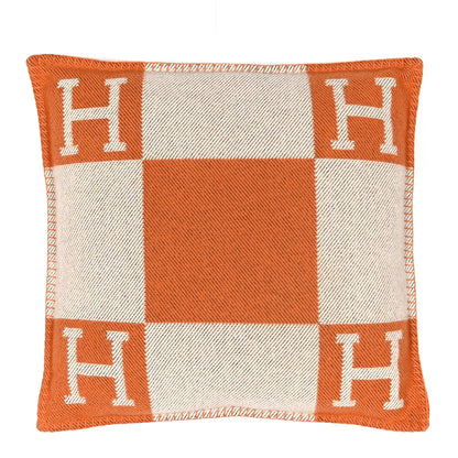 Hermes Wool Cashmere Avalon Pillow PM Ecru Potiron 1 of 3
