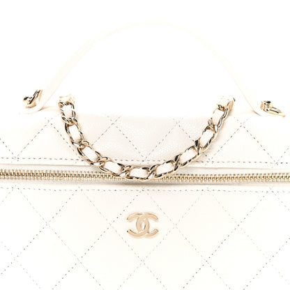 Chanel Caviar Quilted Top Handle Slim Vanity With Chain White 7 of 10