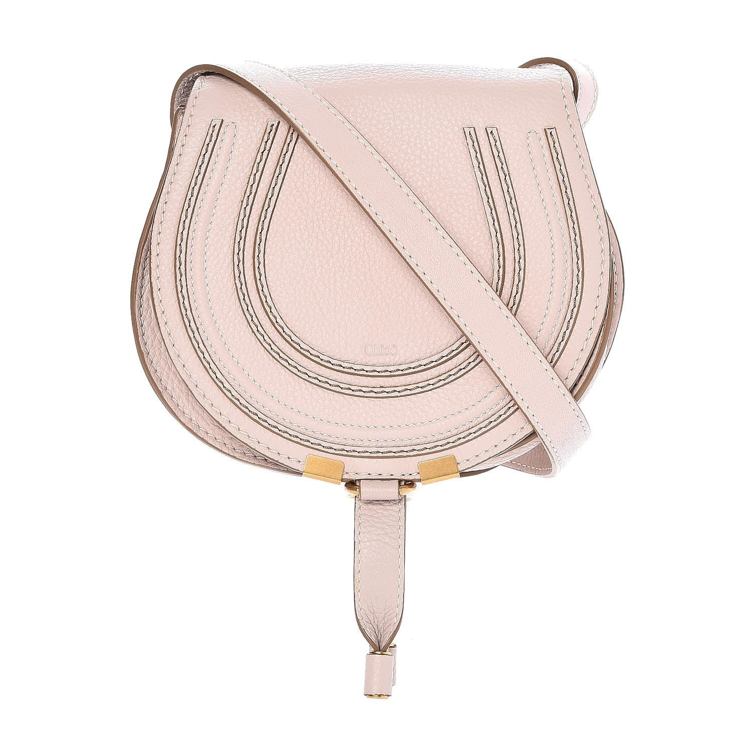 Chloe Calfskin Mini Marcie Round Crossbody Bag Abstract White 1 of 9