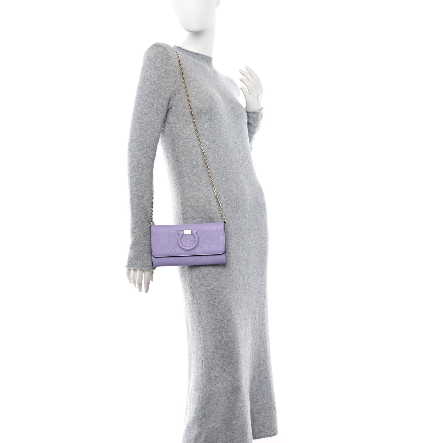 Grained Calfskin City Wallet On Chain Spring Crocus