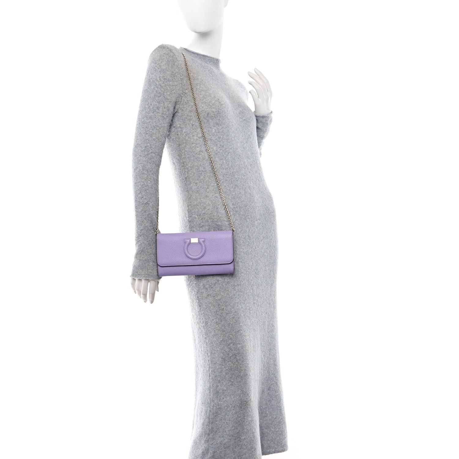 Salvatore Ferragamo Grained Calfskin City Wallet On Chain Spring Crocus 2 of 9