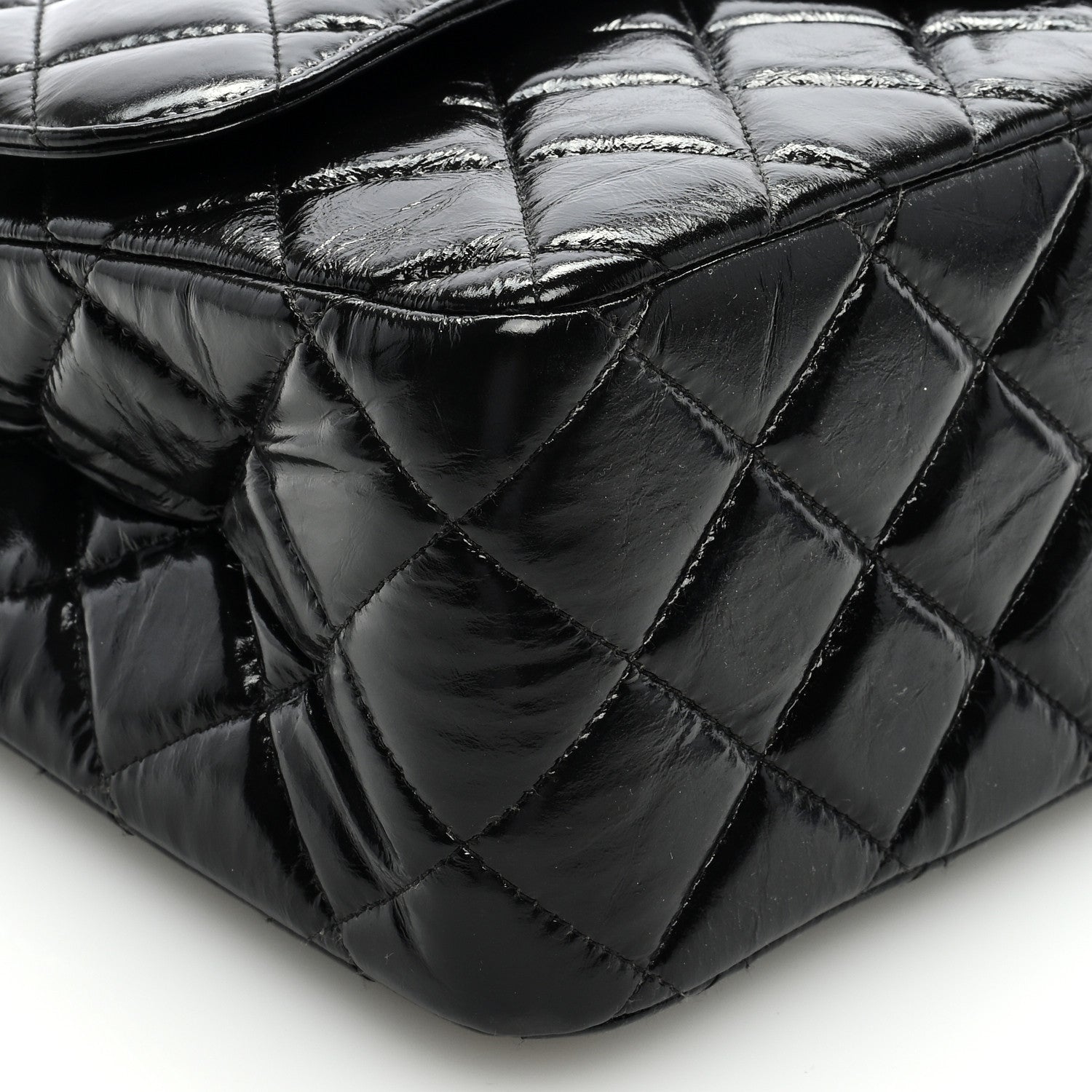 Chanel Shiny Distressed Calfskin Quilted Jumbo Double Flap So Black 8 of 9