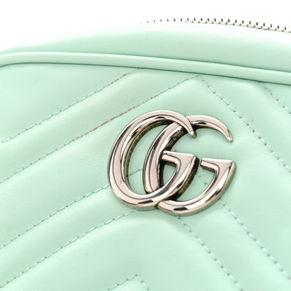 Gucci Calfskin Matelasse Mini GG Marmont Chain Shoulder Bag Water Green 10 of 11