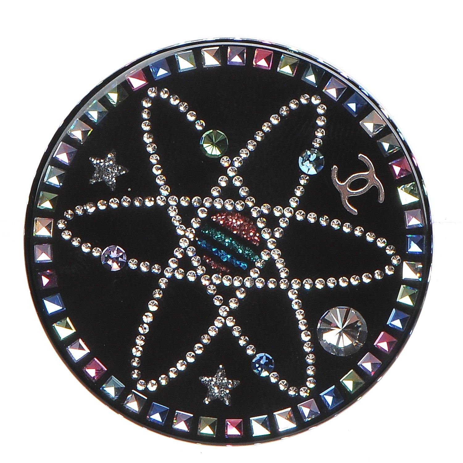 Chanel Glittered Resin Strass Brooch Black Pink 1 of 5