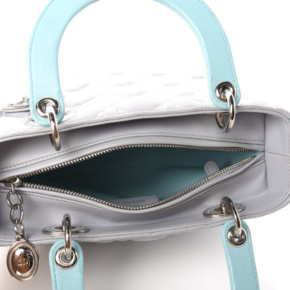 Christian Dior Lambskin Cannage Medium Bi-Color Lady Dior Grey Turquoise 5 of 11