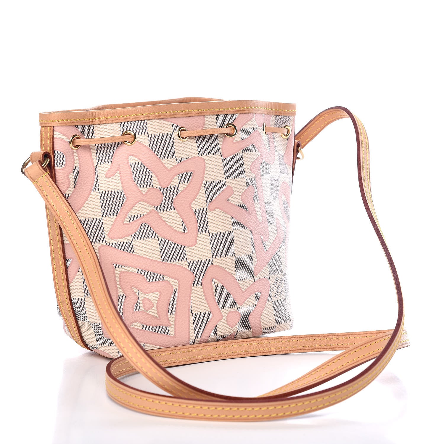 Louis Vuitton Damier Azur Tahitienne Nano Noe Rose Ballerine 3 of 9