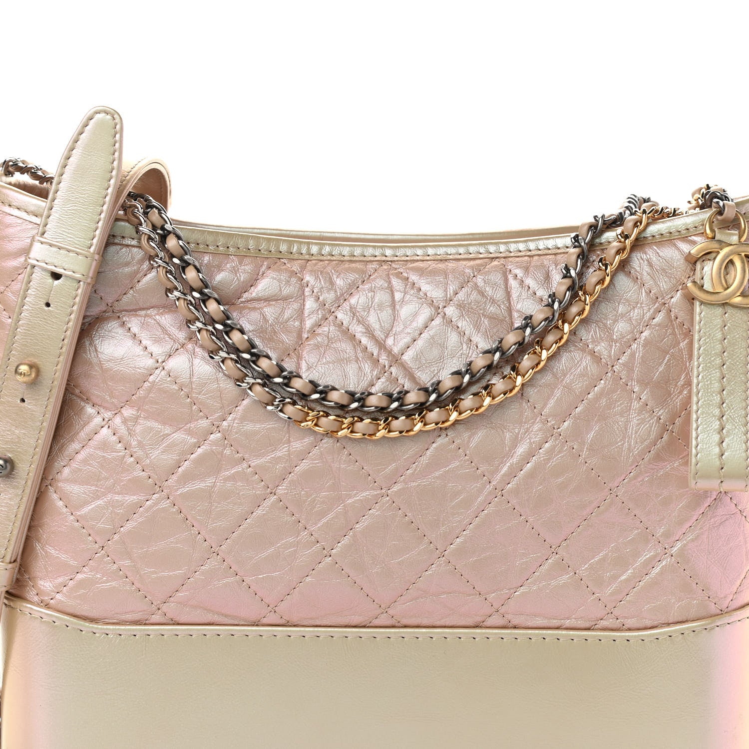 Chanel Iridescent Aged Calfskin Quilted Medium Gabrielle Hobo Light Pink 7 of 10