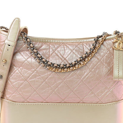 Chanel Iridescent Aged Calfskin Quilted Medium Gabrielle Hobo Light Pink 7 of 10