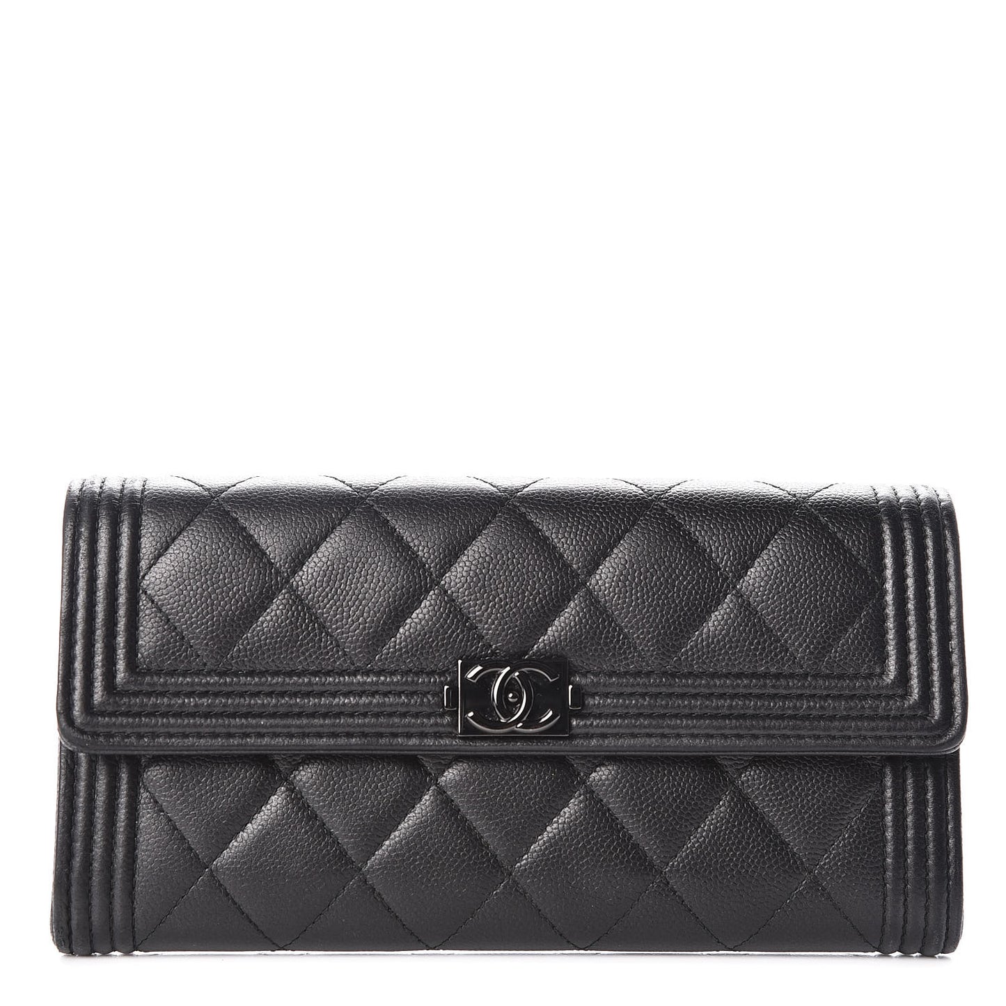 Caviar Quilted Boy Flap Wallet So Black