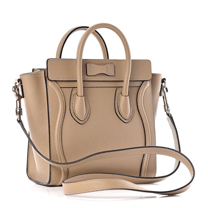 Celine Drummed Calfskin Nano Luggage Dune 3 of 10