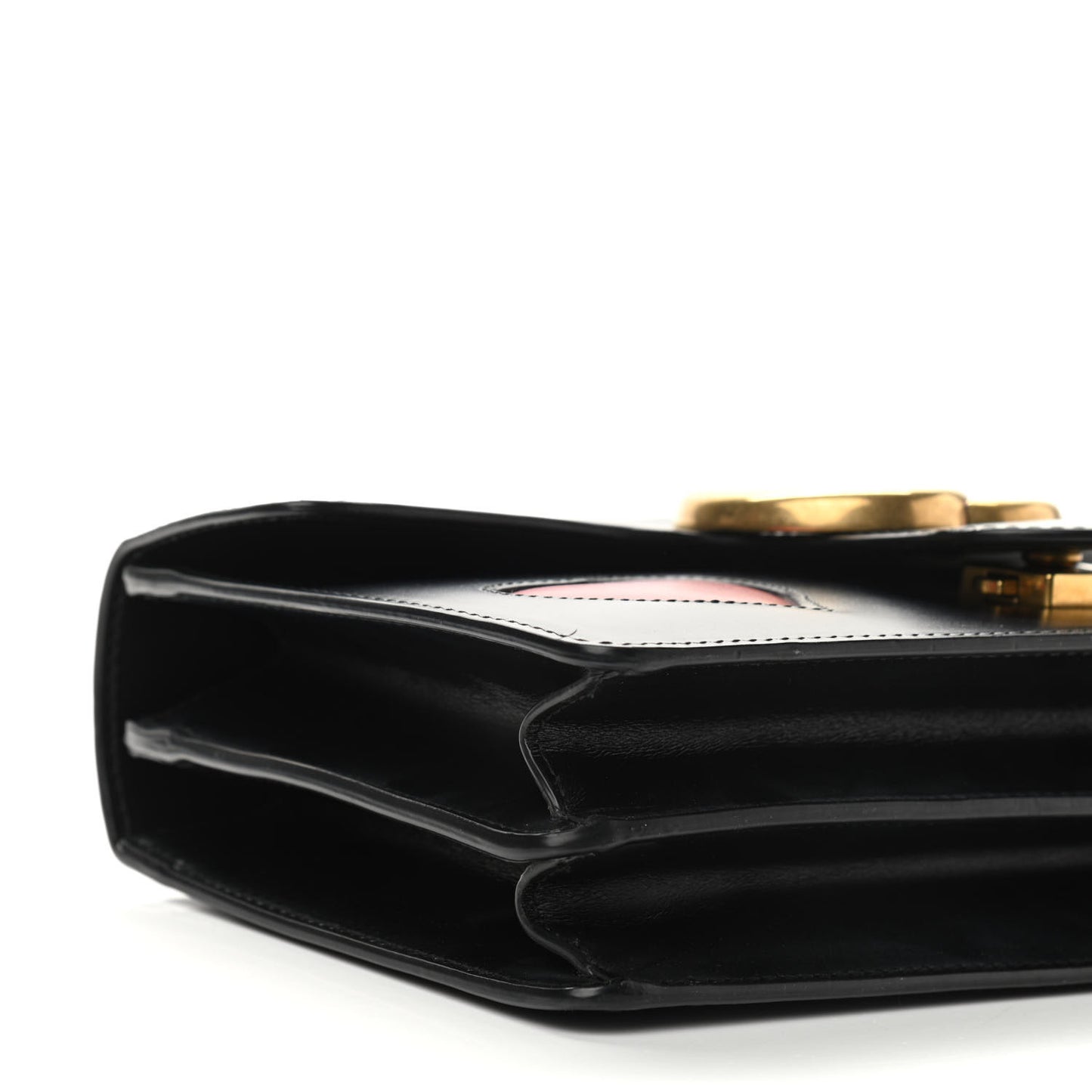 Knight Calfskin Malaga Kid Heart Medium GG Marmont Chain Handle Bag Black Hibiscus Red Multicolor