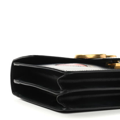 Gucci Knight Calfskin Malaga Kid Heart Medium GG Marmont Chain Handle Bag Black Hibiscus Red Multicolor 9 of 11