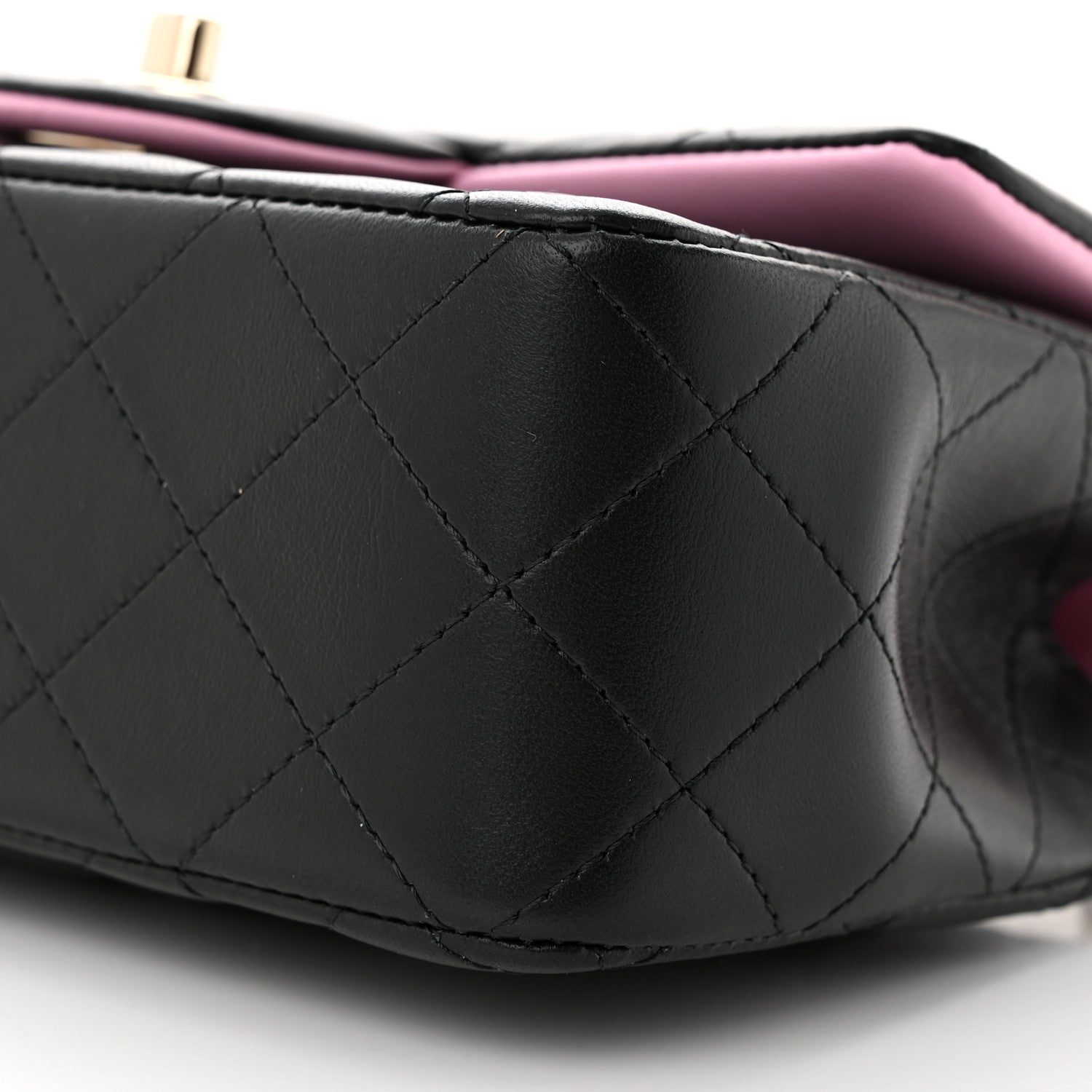 Chanel Lambskin Quilted Bi-Color Mini Top Handle Rectangular Flap Black Lilac 10 of 11