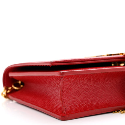 Saint Laurent Grain De Poudre Classic Monogram Kate Tassel Chain Wallet Red 8 of 12