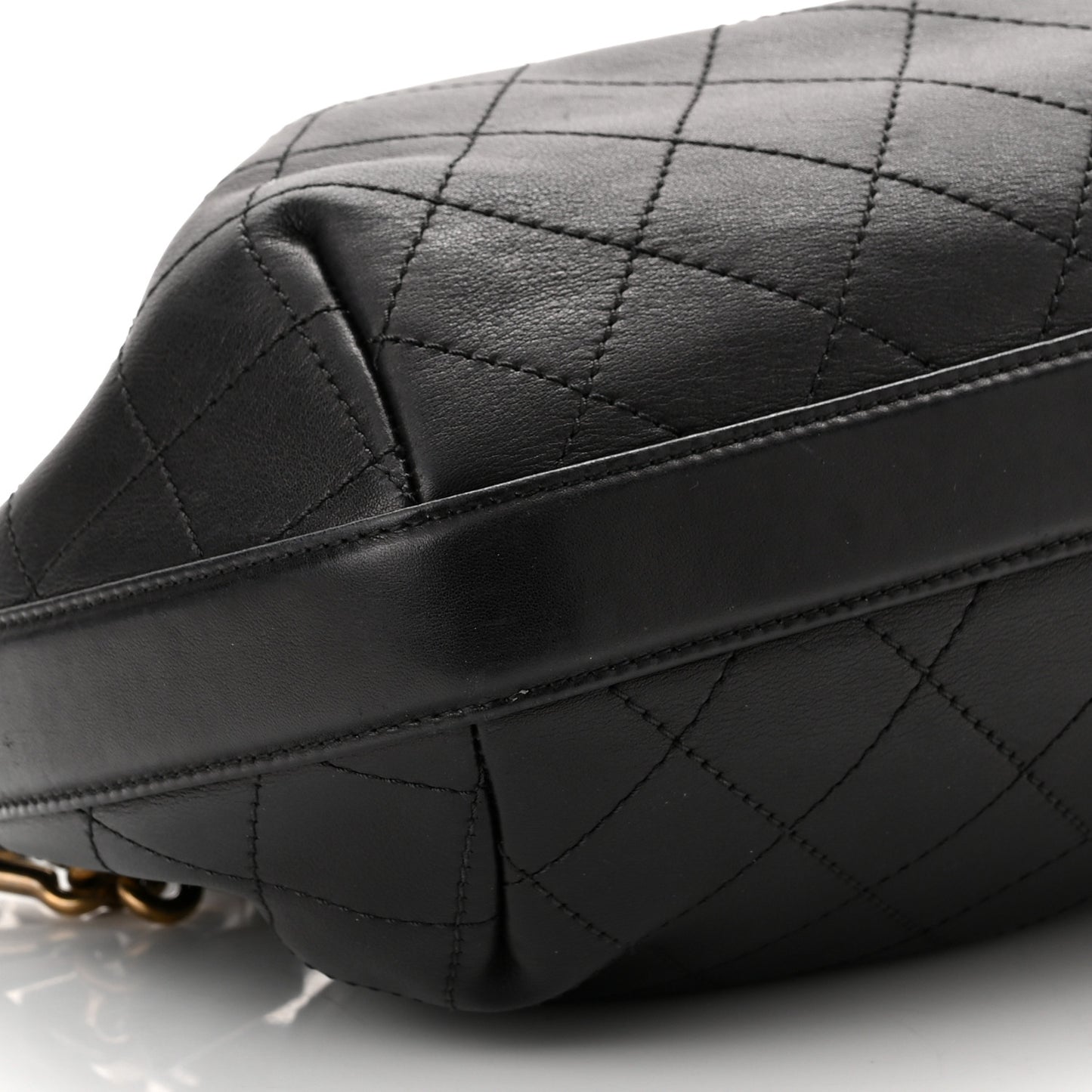 Calfskin Stitched Small Paris Rome Drawstring CC Bag Black