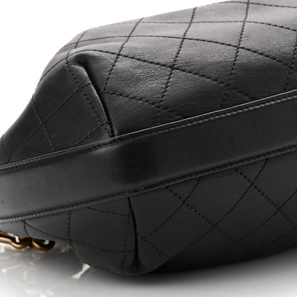 Chanel Calfskin Stitched Small Paris Rome Drawstring CC Bag Black 9 of 11