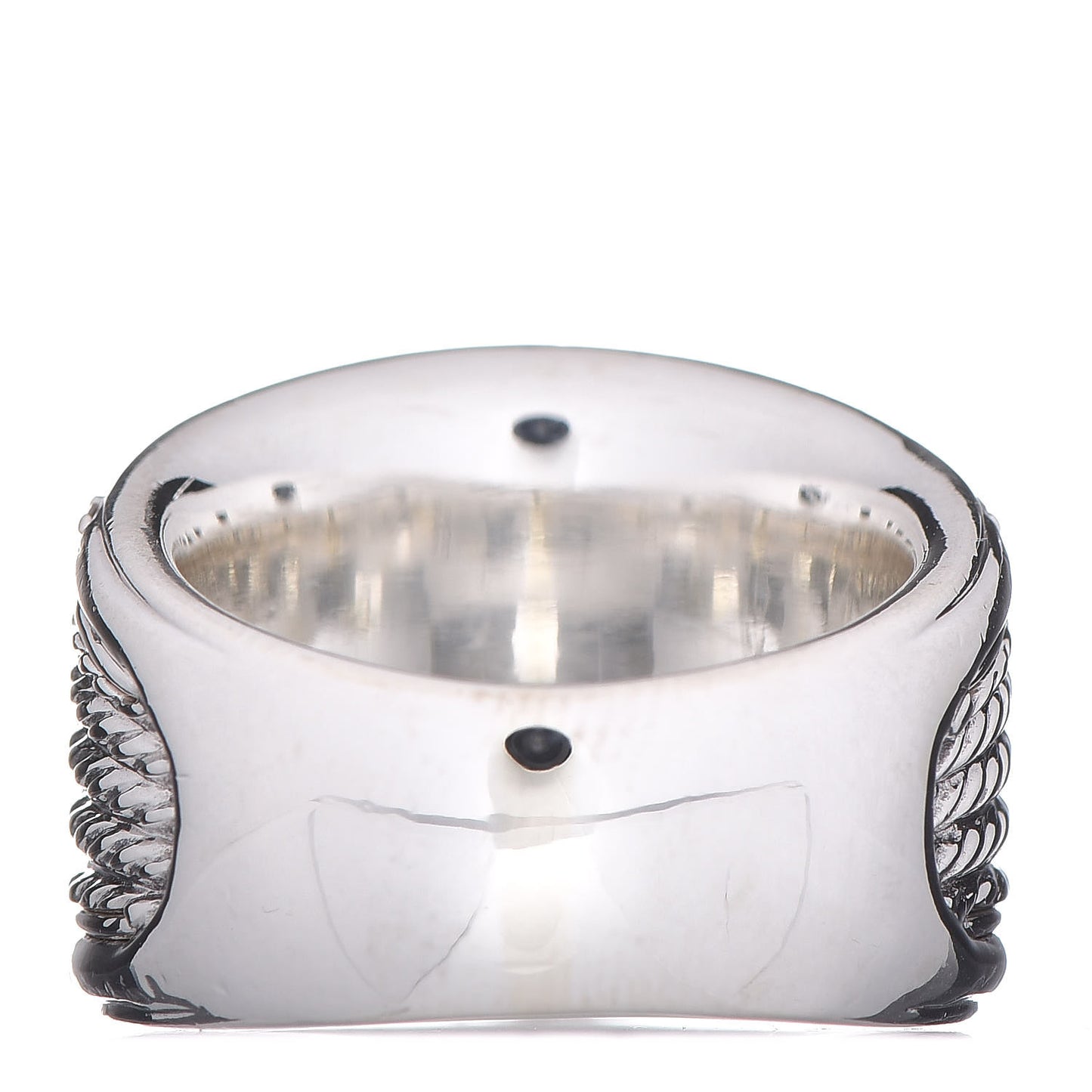 Sterling Silver Diamond Cable Cigar Band Ring 54 7