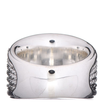 David Yurman Sterling Silver Diamond Cable Cigar Band Ring 54 7 4 of 5