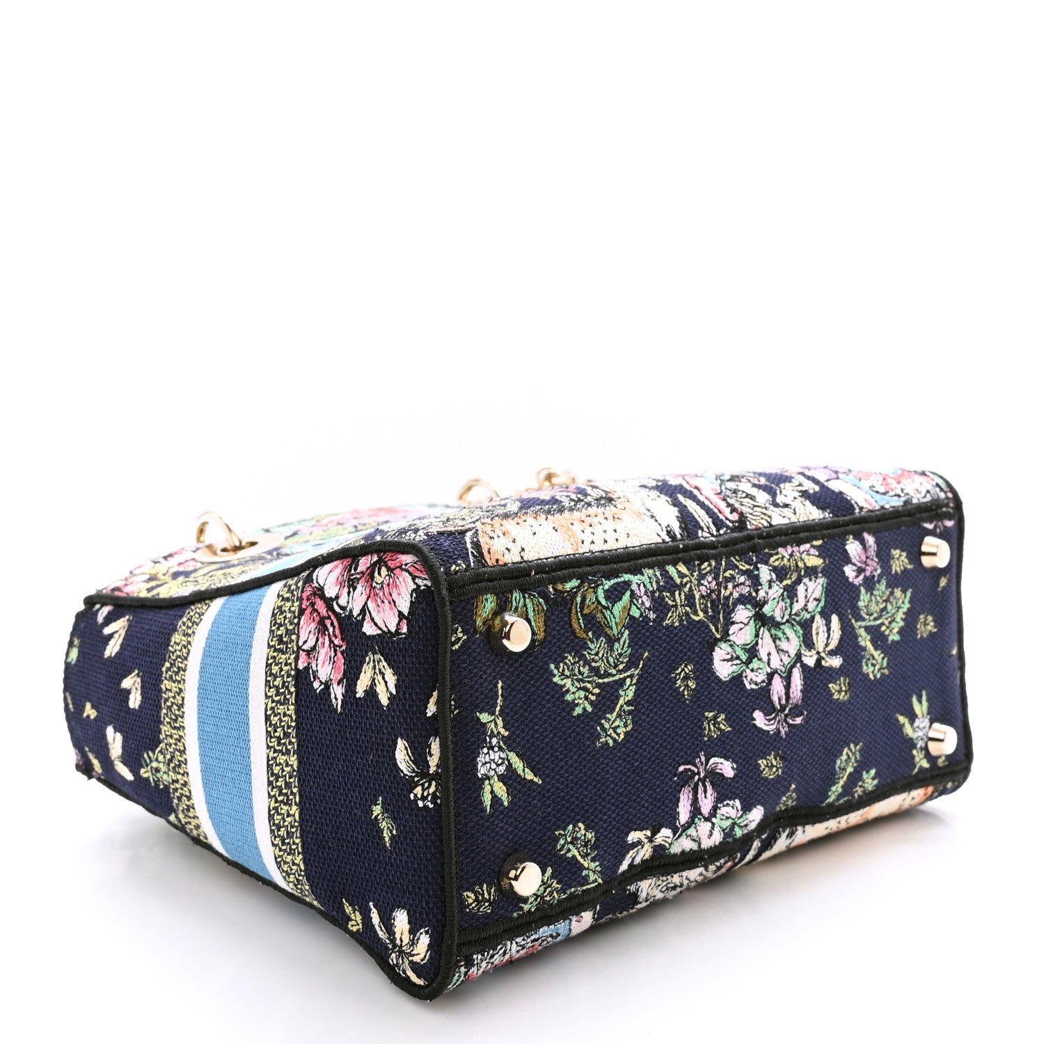 Christian Dior Canvas D-Constellation Embroidered Medium Lady D-Lite Bleu Multicolor 4 of 12