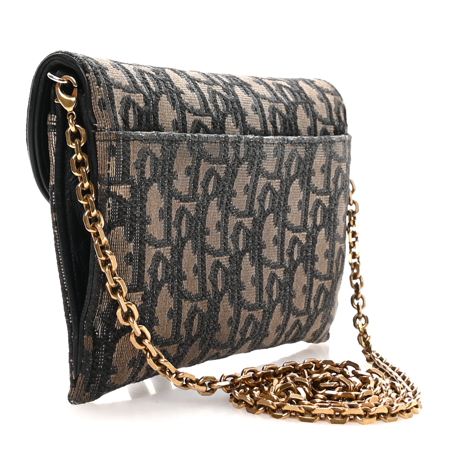 Christian Dior Oblique Saddle Chain Long Wallet  Blue 4 of 11