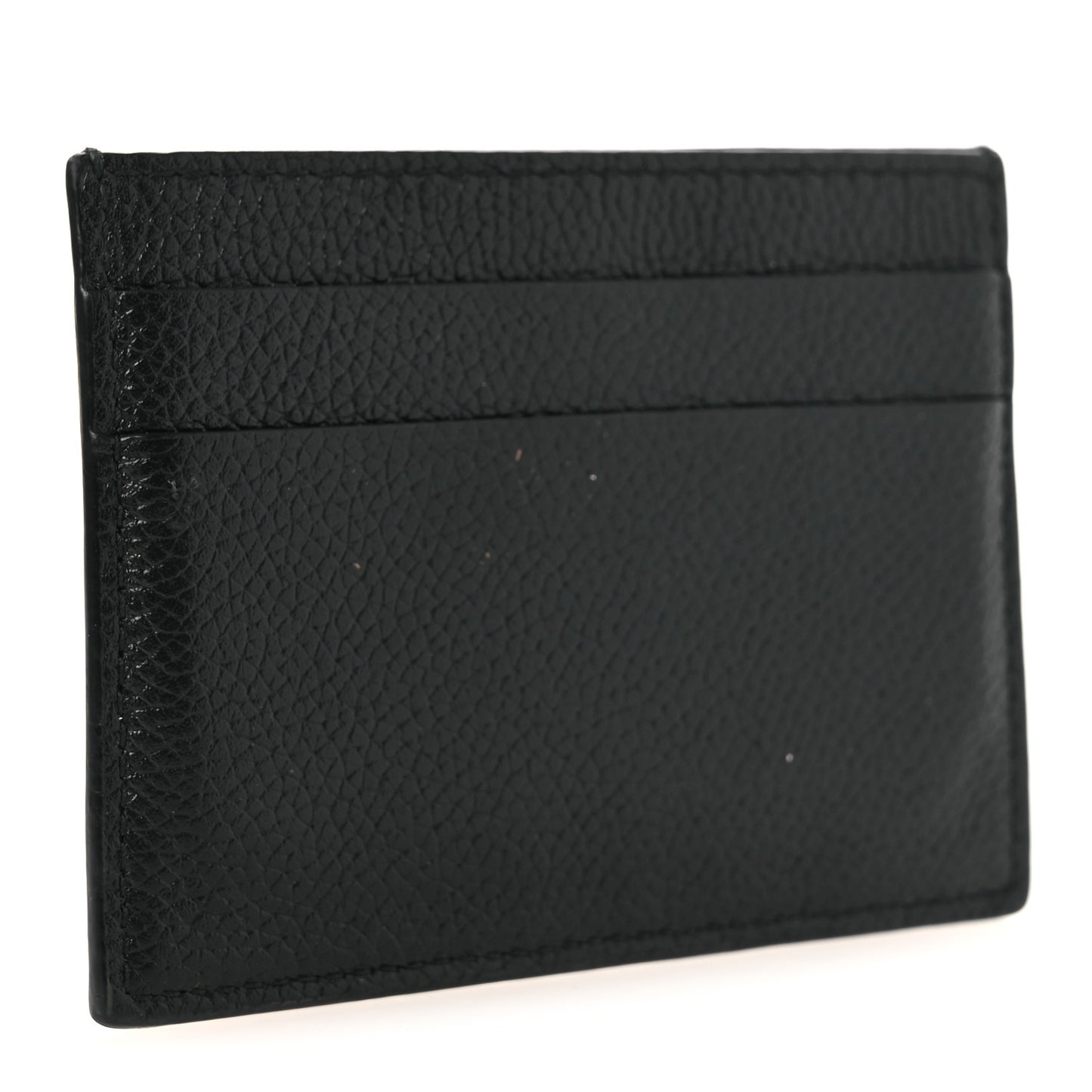 Grained Calfskin Logo Cash Card Holder Black White