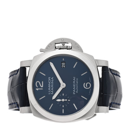 Breitling PANERAI Stainless Steel Alligator 40mm Luminor Quaranta Automatic Watch Blue PAM01370 Blue 2 of 5