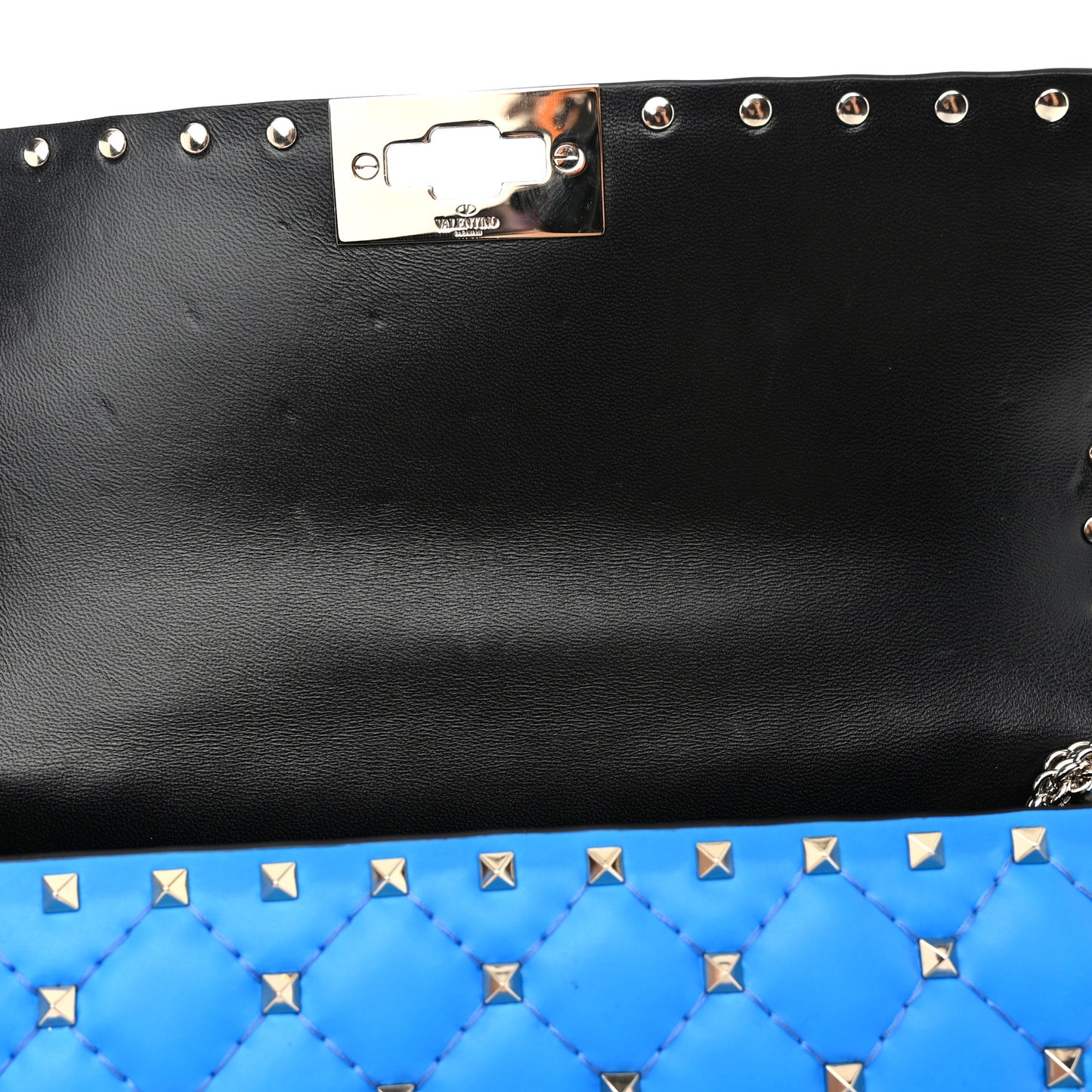 Nappa Medium Rockstud Spike Shoulder Bag Acid Blue