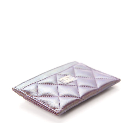 Chanel Iridescent Lambskin Quilted Card Holder Purple 4 of 9