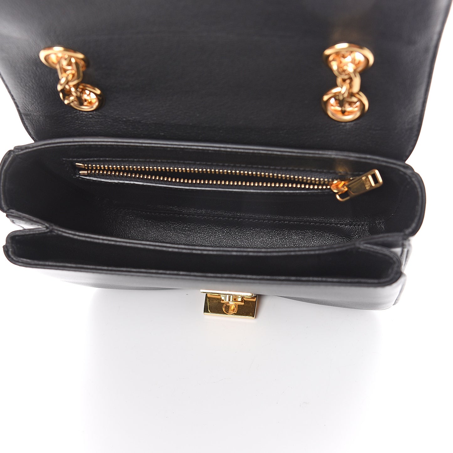 Shiny Calfskin Small C Bag Black
