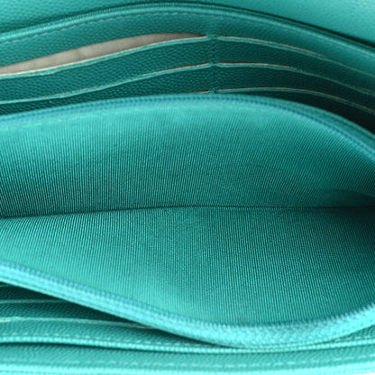 Chanel Caviar Quilted Large Gusset Flap Wallet Turquoise 7 of 21