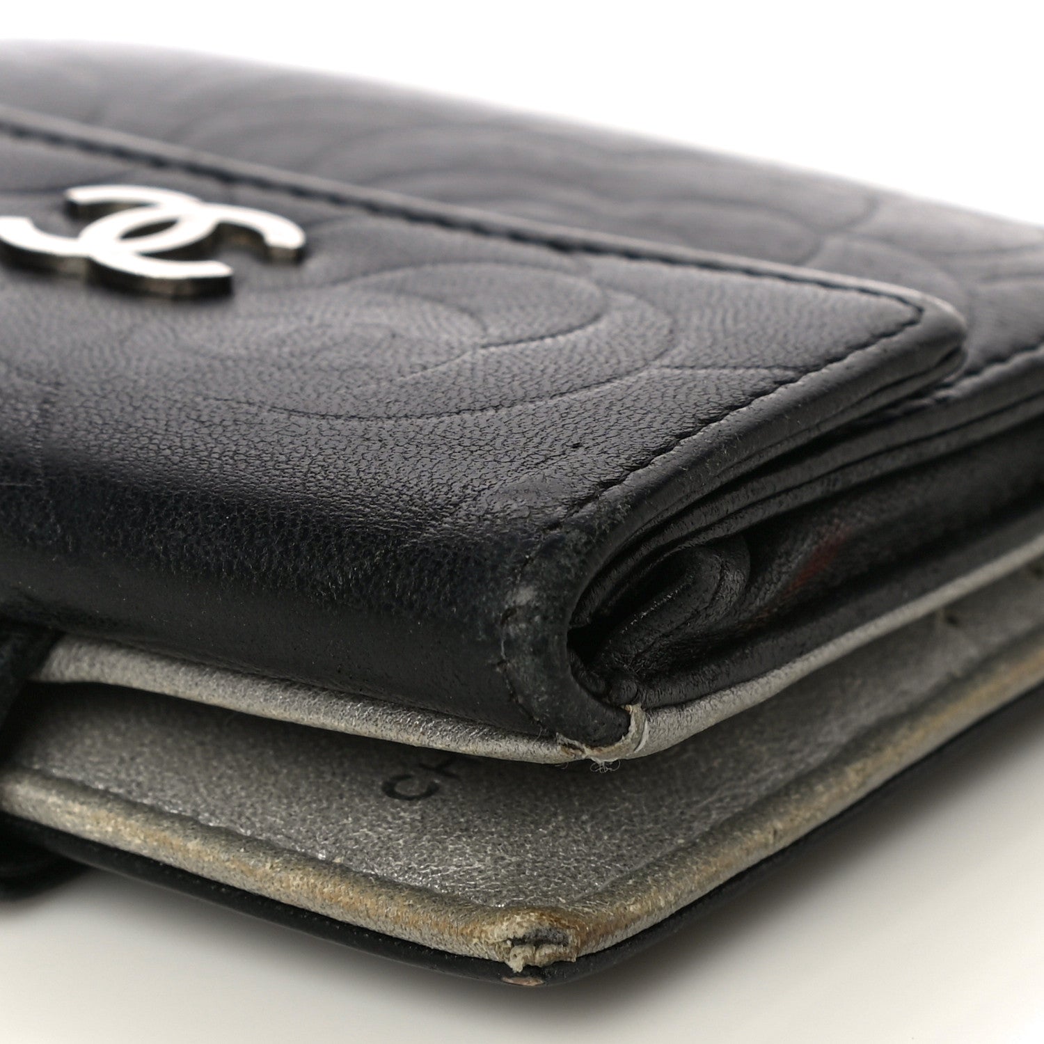 Chanel Lambskin Embossed Camellia French Wallet Black 12 of 21