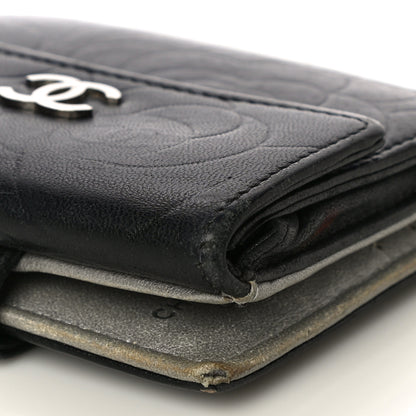 Chanel Lambskin Embossed Camellia French Wallet Black 12 of 21