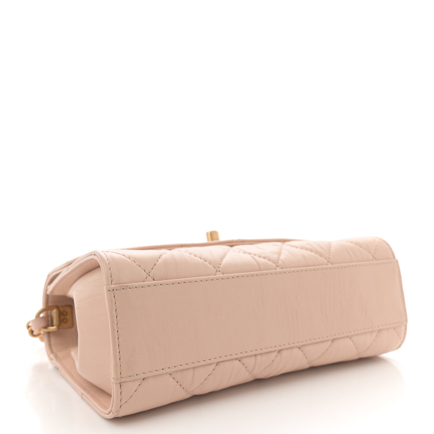 Chanel Crumpled Lambskin Quilted Mini CC Links Top Handle Flap Beige 4 of 11
