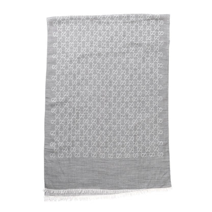 Gucci Wool Silk GG Monogram GGNat Scarf Lead 2 of 3