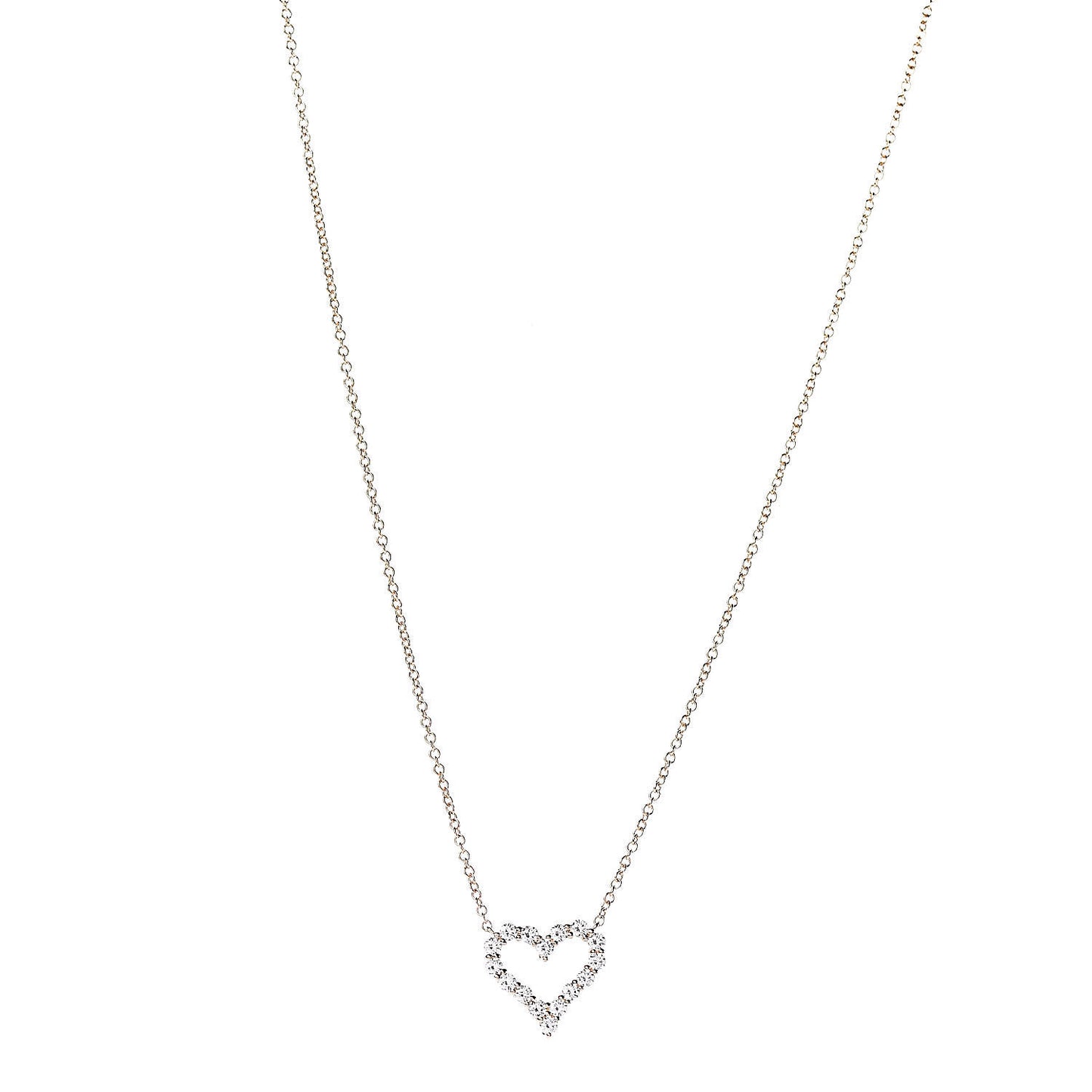 18K Rose Gold Diamond Mini Heart Pendant Necklace