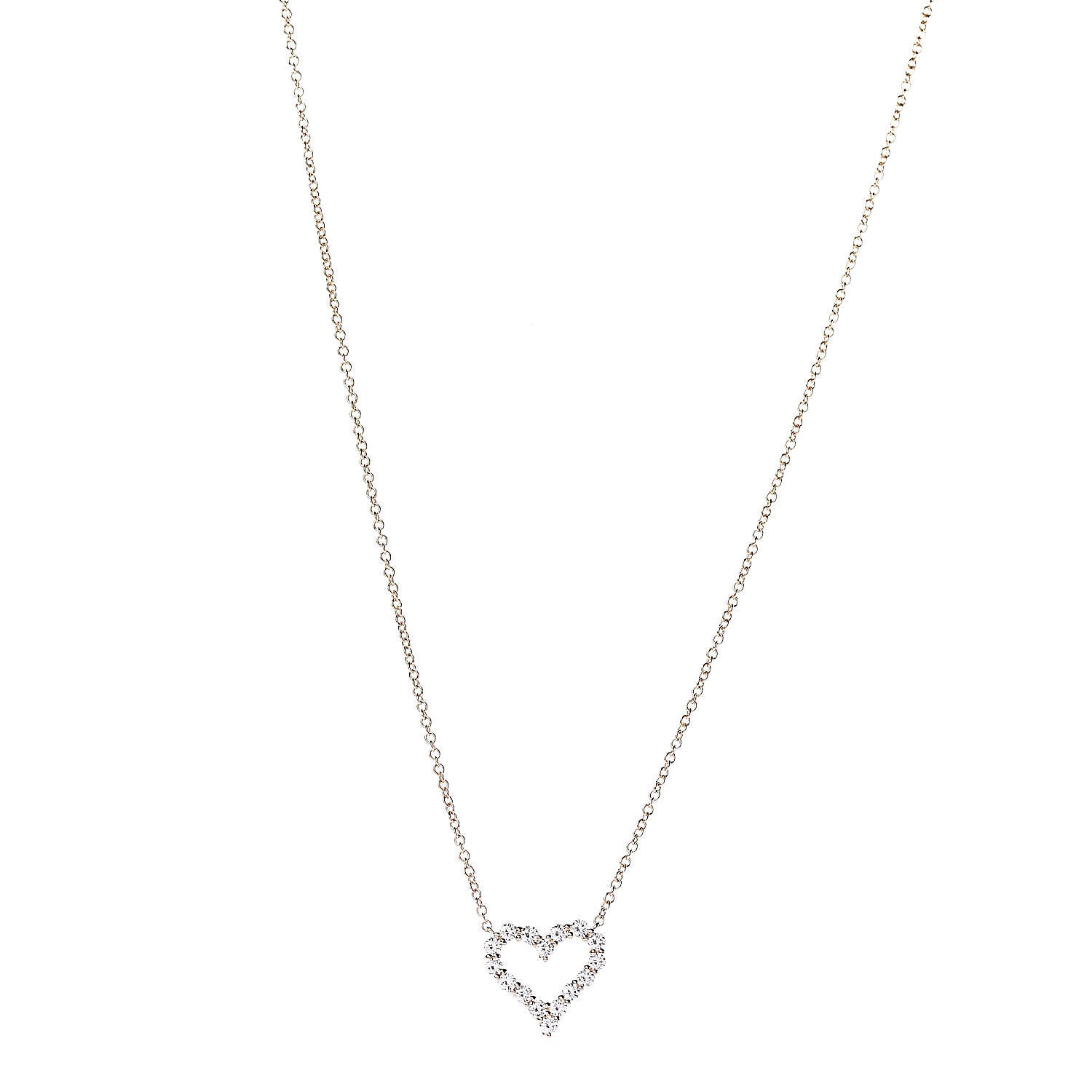 Tiffany 18K Rose Gold Diamond Mini Heart Pendant Necklace 1 of 6