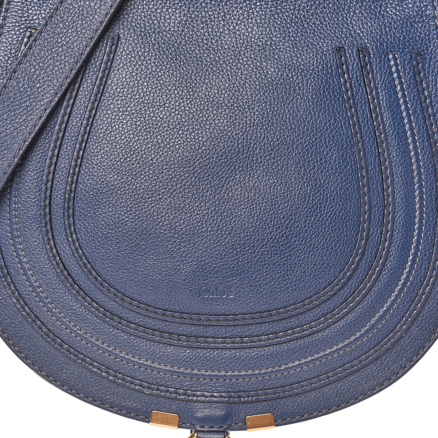 Calfskin Medium Marcie Round Crossbody Bag Royal Navy